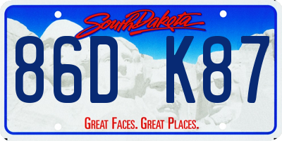 SD license plate 86DK87