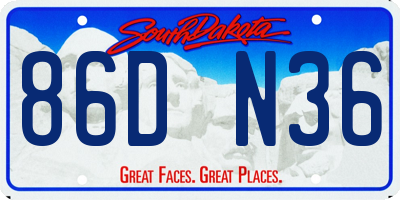 SD license plate 86DN36