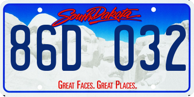 SD license plate 86DO32