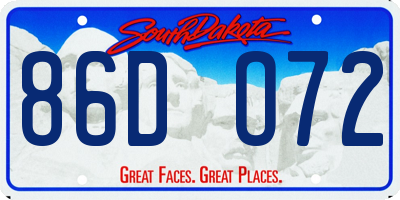 SD license plate 86DO72