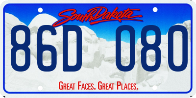 SD license plate 86DO80