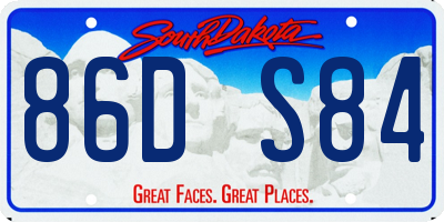 SD license plate 86DS84