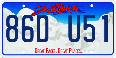 SD license plate 86DU51