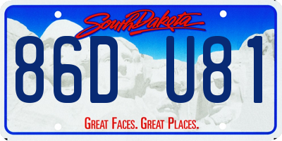 SD license plate 86DU81