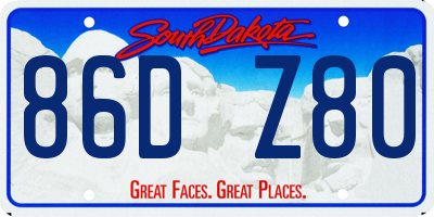 SD license plate 86DZ80