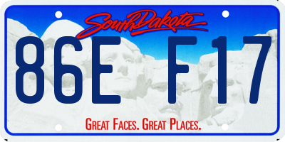SD license plate 86EF17