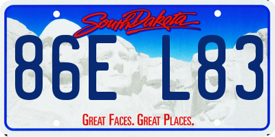 SD license plate 86EL83