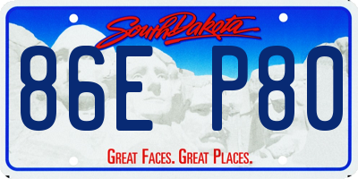 SD license plate 86EP80