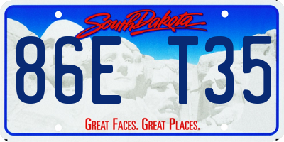 SD license plate 86ET35