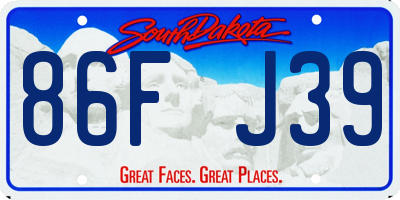 SD license plate 86FJ39