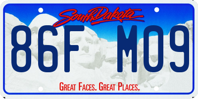 SD license plate 86FM09
