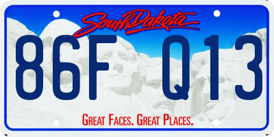 SD license plate 86FQ13