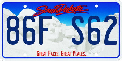 SD license plate 86FS62