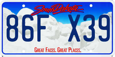 SD license plate 86FX39