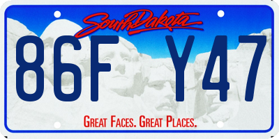 SD license plate 86FY47