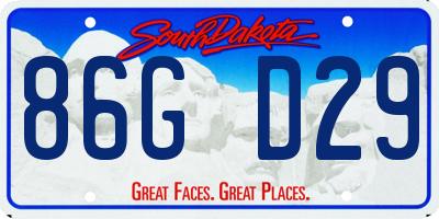 SD license plate 86GD29