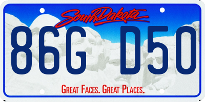 SD license plate 86GD50