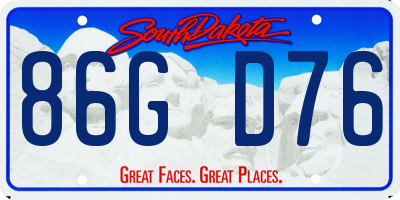 SD license plate 86GD76