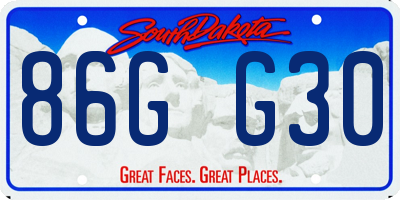 SD license plate 86GG30
