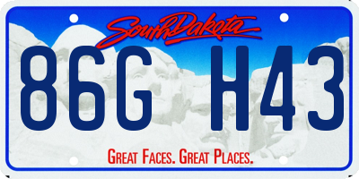 SD license plate 86GH43