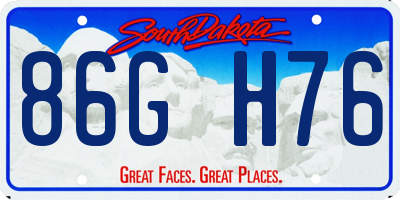 SD license plate 86GH76