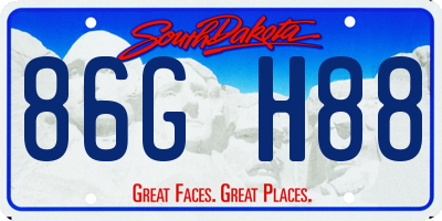 SD license plate 86GH88