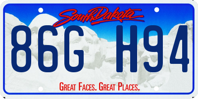 SD license plate 86GH94
