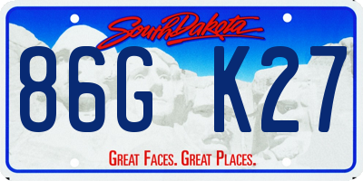 SD license plate 86GK27
