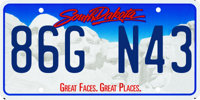 SD license plate 86GN43