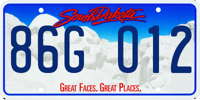 SD license plate 86GO12