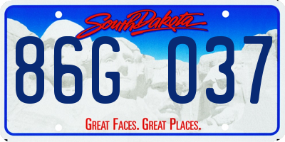 SD license plate 86GO37