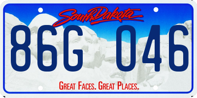 SD license plate 86GO46