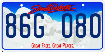 SD license plate 86GO80