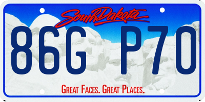 SD license plate 86GP70