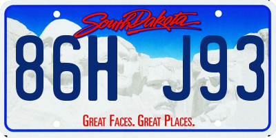 SD license plate 86HJ93