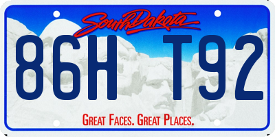 SD license plate 86HT92