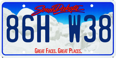 SD license plate 86HW38