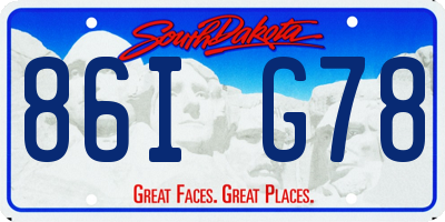 SD license plate 86IG78