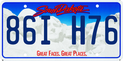 SD license plate 86IH76