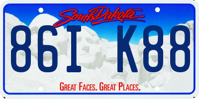 SD license plate 86IK88