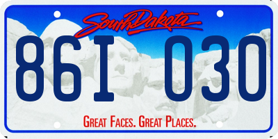 SD license plate 86IO30