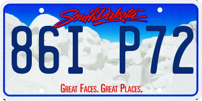 SD license plate 86IP72