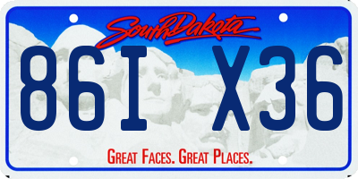 SD license plate 86IX36