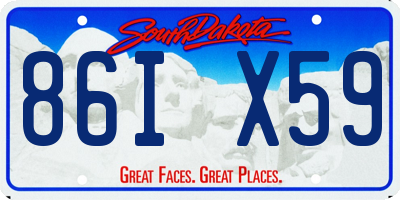 SD license plate 86IX59