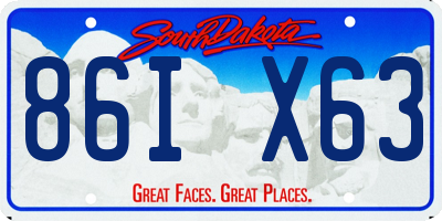 SD license plate 86IX63