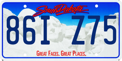 SD license plate 86IZ75