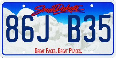 SD license plate 86JB35