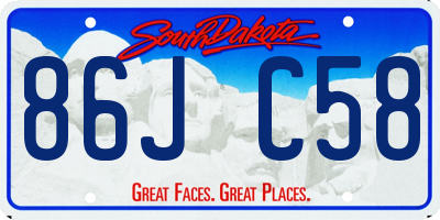 SD license plate 86JC58