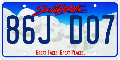 SD license plate 86JD07