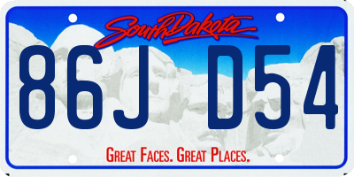 SD license plate 86JD54